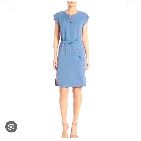 Akris Punto Mini Belted Elegant Blue Dress - Picture 1 of 10
